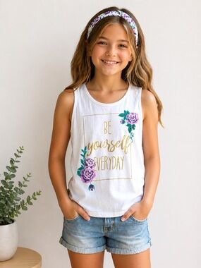 Wonder Nation Girls Tank Top Size Large 10/12 “Be Yourself”